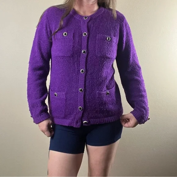 Warm comfy 80s vintage blazer style sweater - Picture 4 of 8